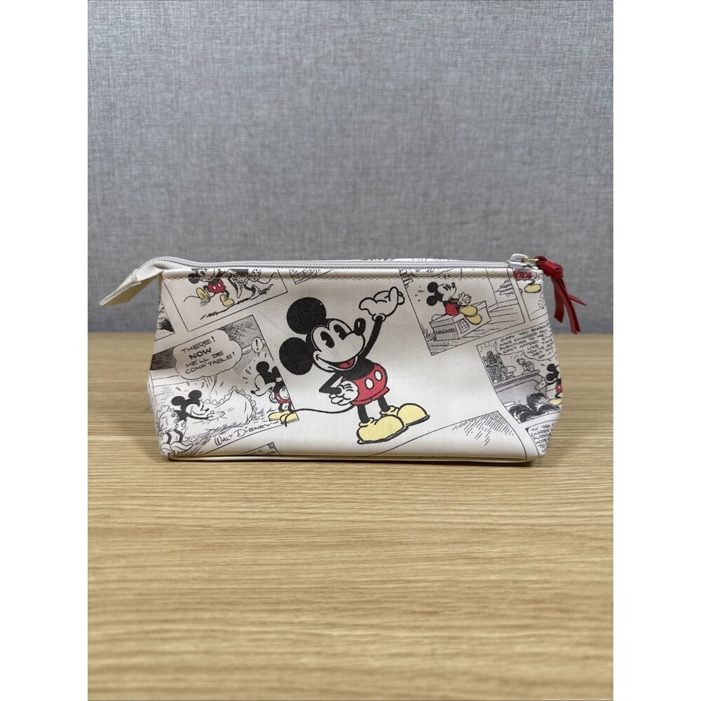 Disney Mickey Mouse Comic Strip Zipper Pouch Makeup Bag Hallmark Faux Leather